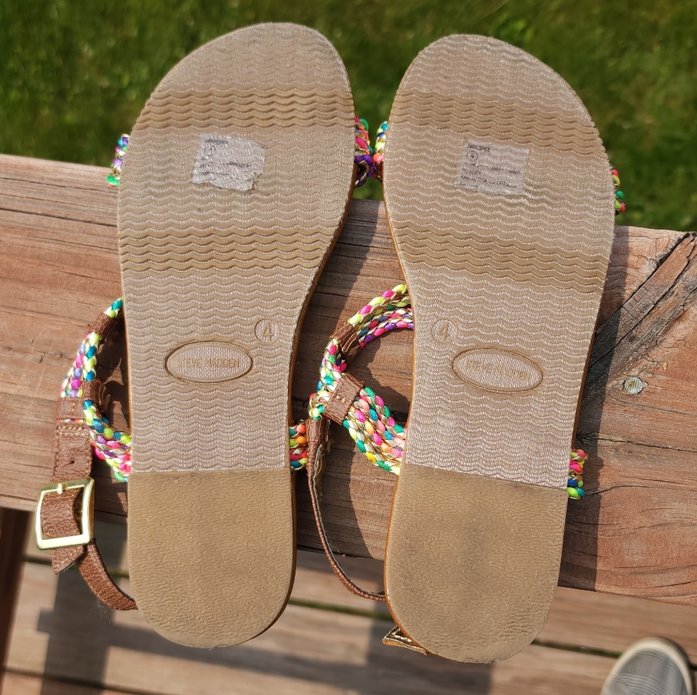 Steve Madden colorful gladiator sandals flats 4 - Picture 4 of 4